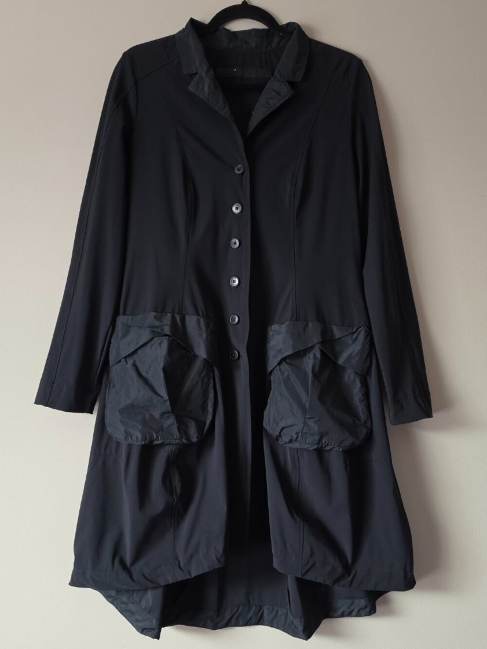 ELLI by Acconda Black Techno Stretch Taffeta Jacket 2 / M Avant Garde Lagenlook
